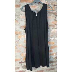 Terra & Sky Womens Plus Size Tank Nightgown PJs 1X Black Keyhole Neck